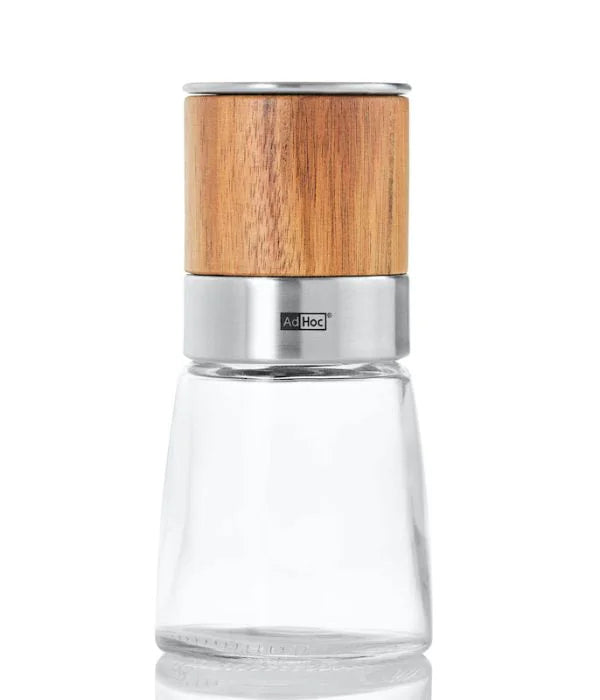 AdHoc Salz-/Pfeffermühle Ø 6,5 × 13,5 cm, Akazie/Edelstahl/Glas, Braun/Silber/Transparent