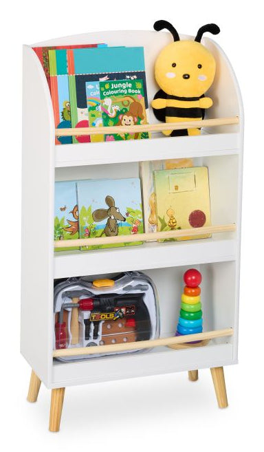 Relaxdays Bücherregal – 3 Böden – 50 × 24 × 95,5 cm – 15 kg – weiss/hellbraun – Faserplatte/Holz