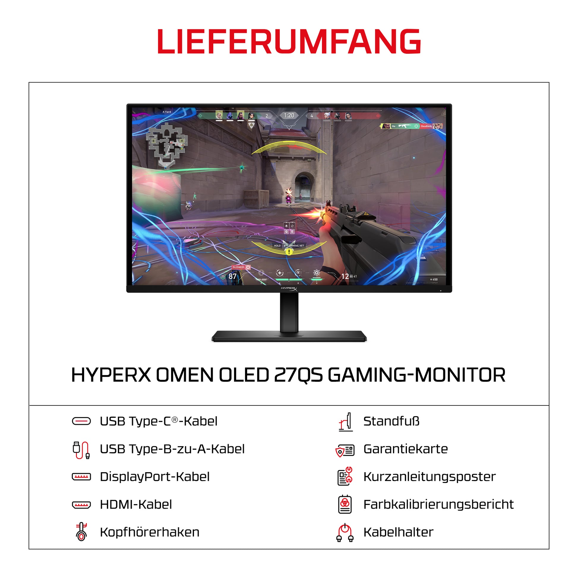 HP Omen – 27", 2560 × 1440 (WQHD), OLED, 500 Hz, USB-C 100 W, HDR