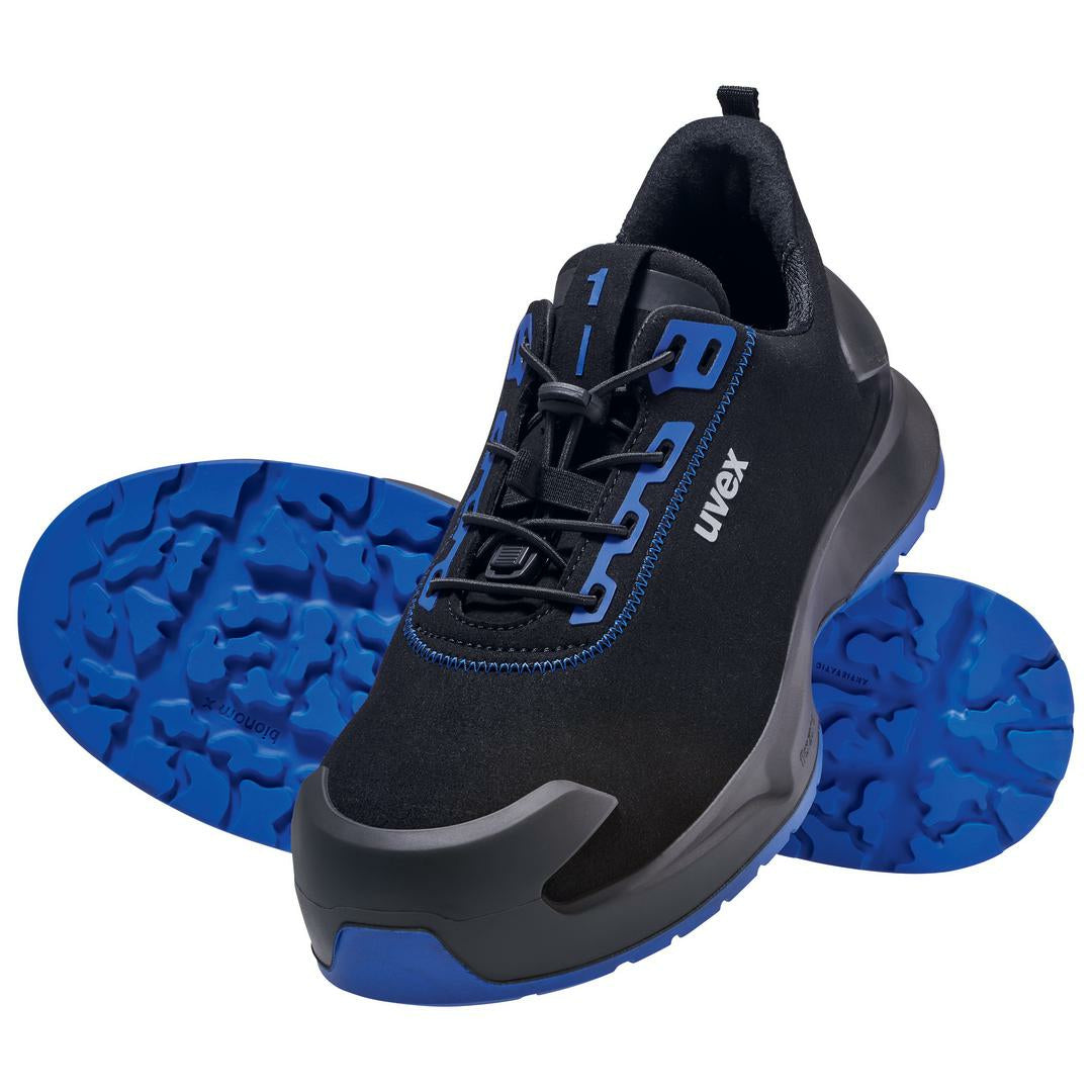 Uvex 1 x-craft Sicherheits-Halbschuh S2 – Schwarz/Blau – Grösse 41, Weite 11