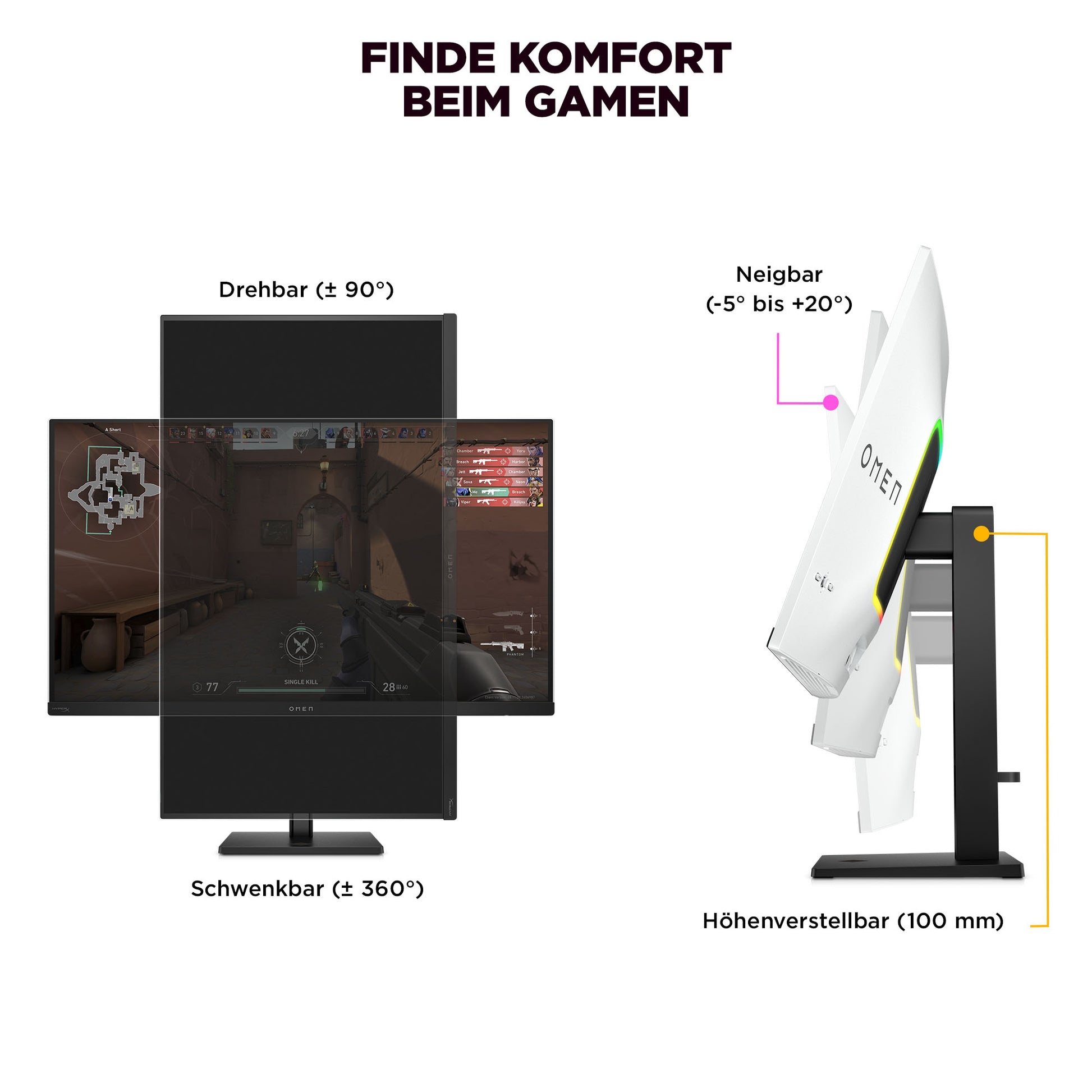 HP OMEN Transcend – 31,5", 3840 × 2160 (4K), OLED, 240 Hz, USB-C 140 W, KVM, DisplayHDR 400 True Black