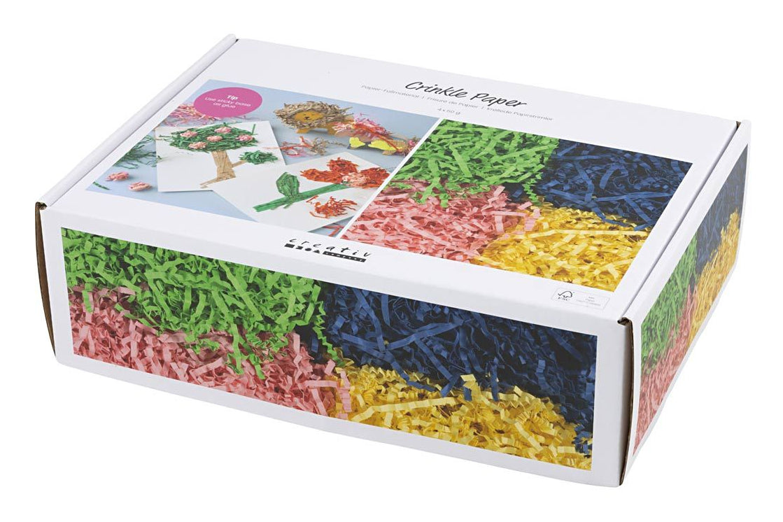 Creativ Company Papierstreifen – 0,2 kg – 3 mm Breite – blau, grün, pink, gelb – 1 Stück