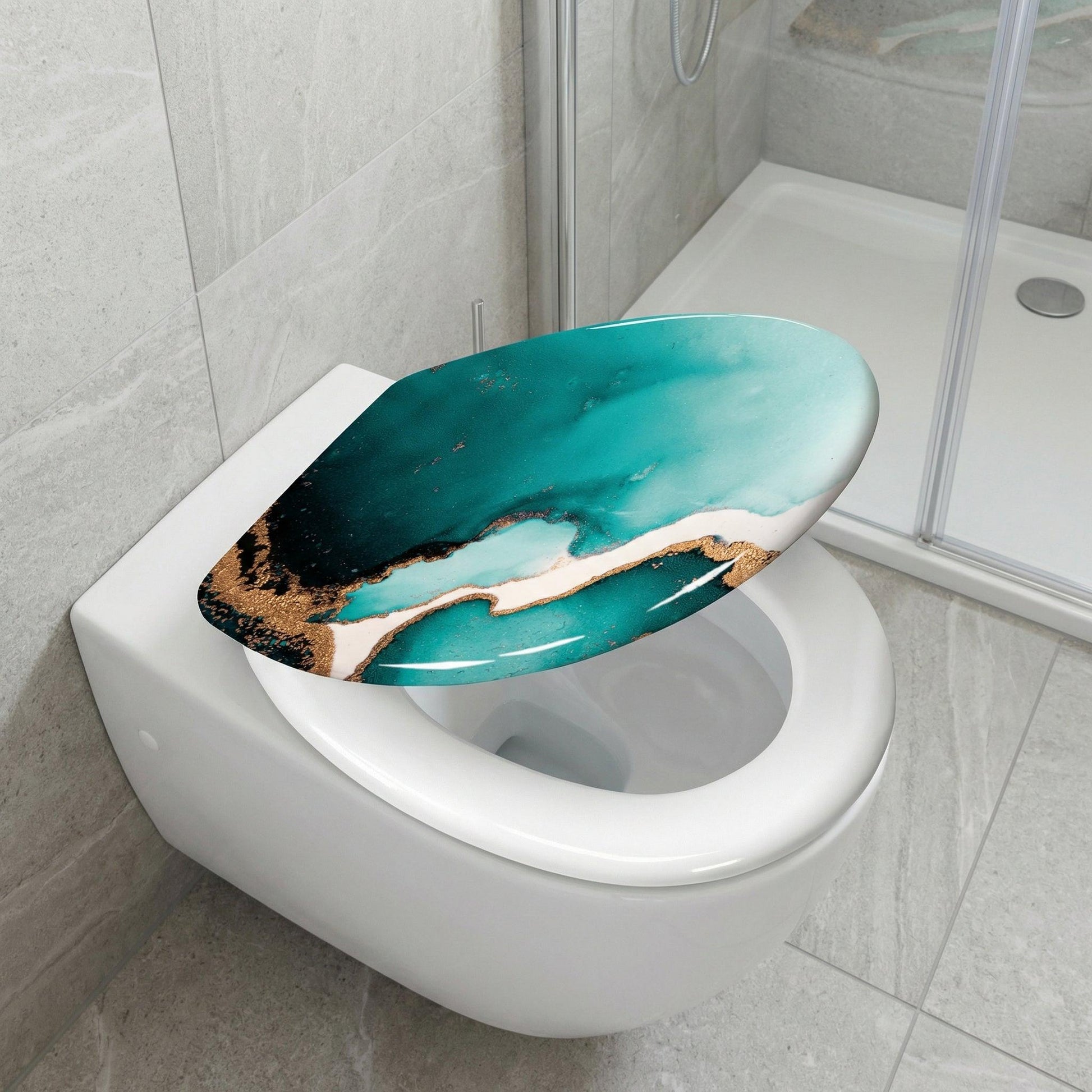 Kleine Wolke WC-Sitz – Duroplast, türkis, mit Deckel, Soft-Close, 37 × 45 × 5 cm
