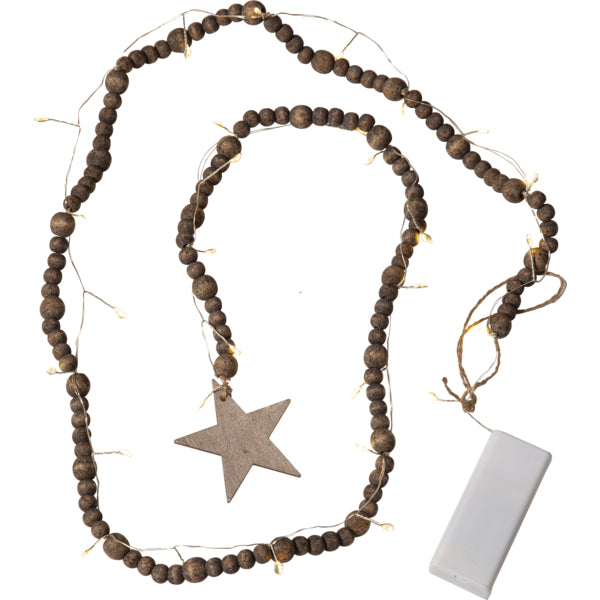 Star Trading Lichterkette Beady – Starterset, 1,5 m, Warmweiss, Braun, Batteriebetrieb, Timer, 30 LEDs