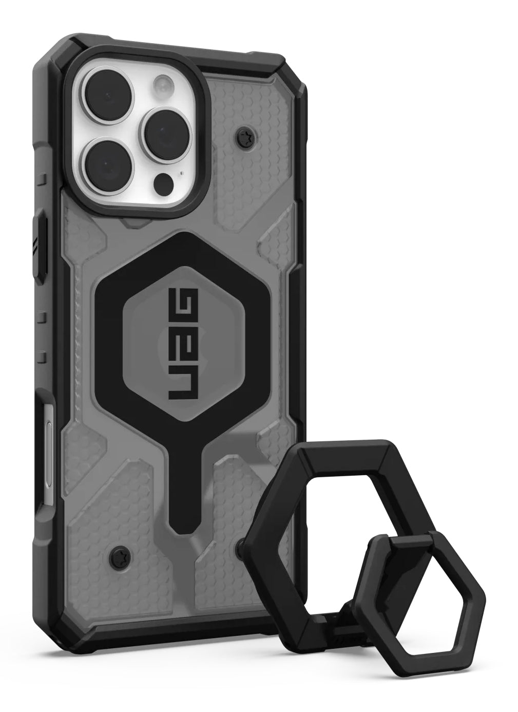 Urban Armor Gear UAG Pathfinder Backcover – für Apple iPhone 16 Pro Max, mit Ständer, TPU, Asche/Schwarz, bis 5,4 m Sturzsicher