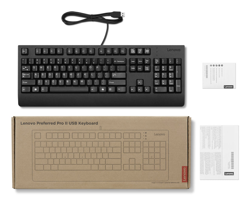 Lenovo Preferred Pro II – Tastatur – kabelgebunden, USB‑A – AZERTY (BE) – Schwarz