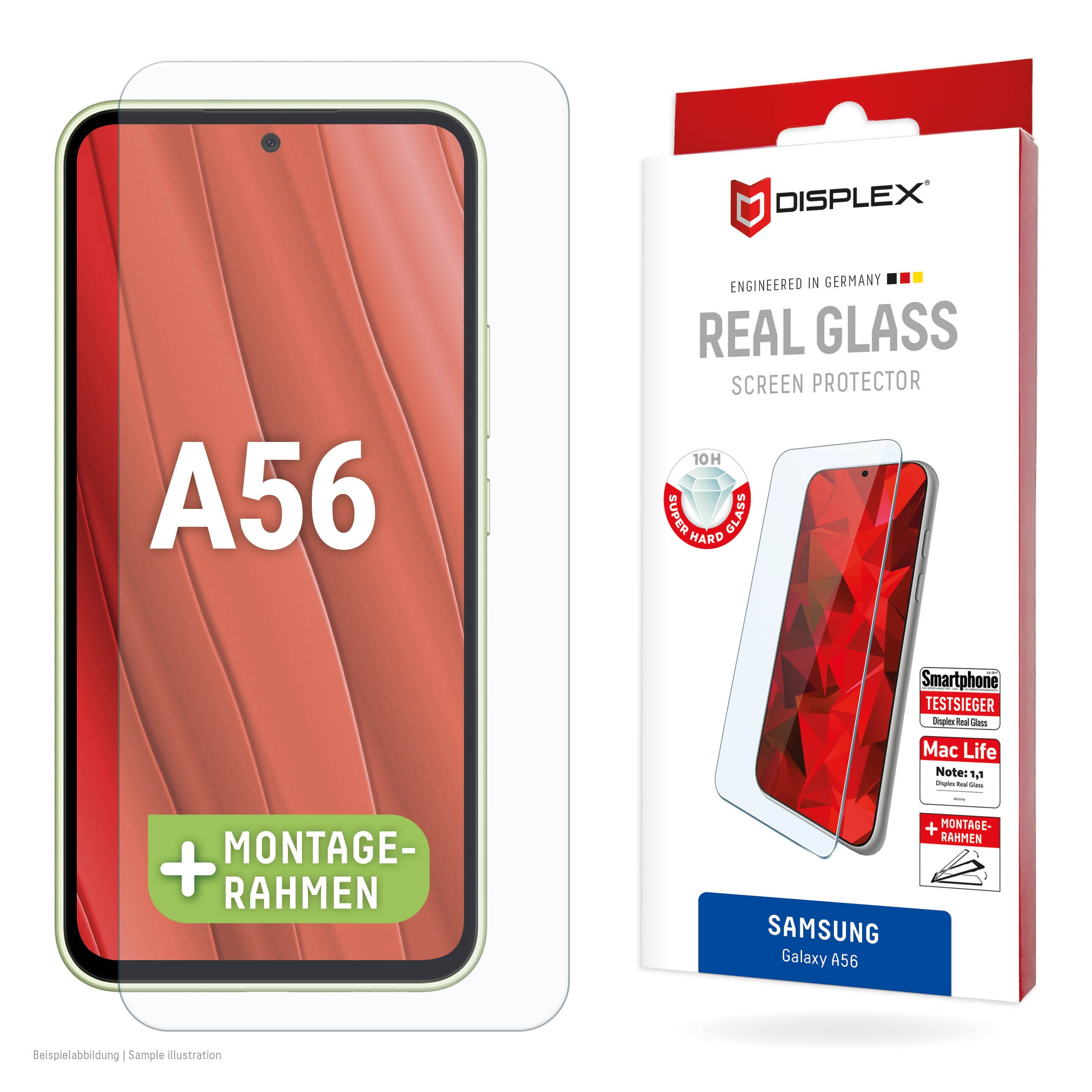 Displex Displayschutz (Panzerglas), 10H – für Galaxy A56 – mit Applikator