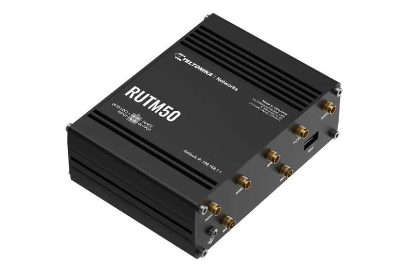 Teltonika Networks RUTM50 – 5G Router, Wi‑Fi 5, Dual‑Band (2,4/5 GHz), 867 Mbit/s, 5× GbE, Dual‑SIM, Schwarz