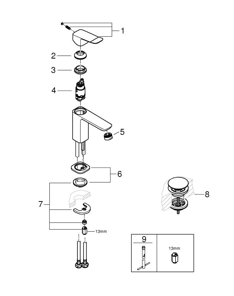 GROHE Dice Unterputz-Badebatterie – Einhebelmischer, Metall, Schwarz matt