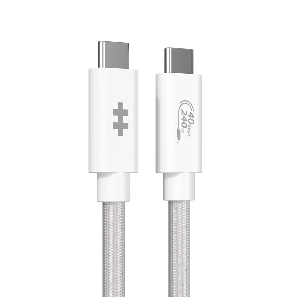 HYPER USB-C auf USB-C Kabel – USB4 40 Gbit/s – 1,2 m – PD 240 W – Geflochten – Weiss