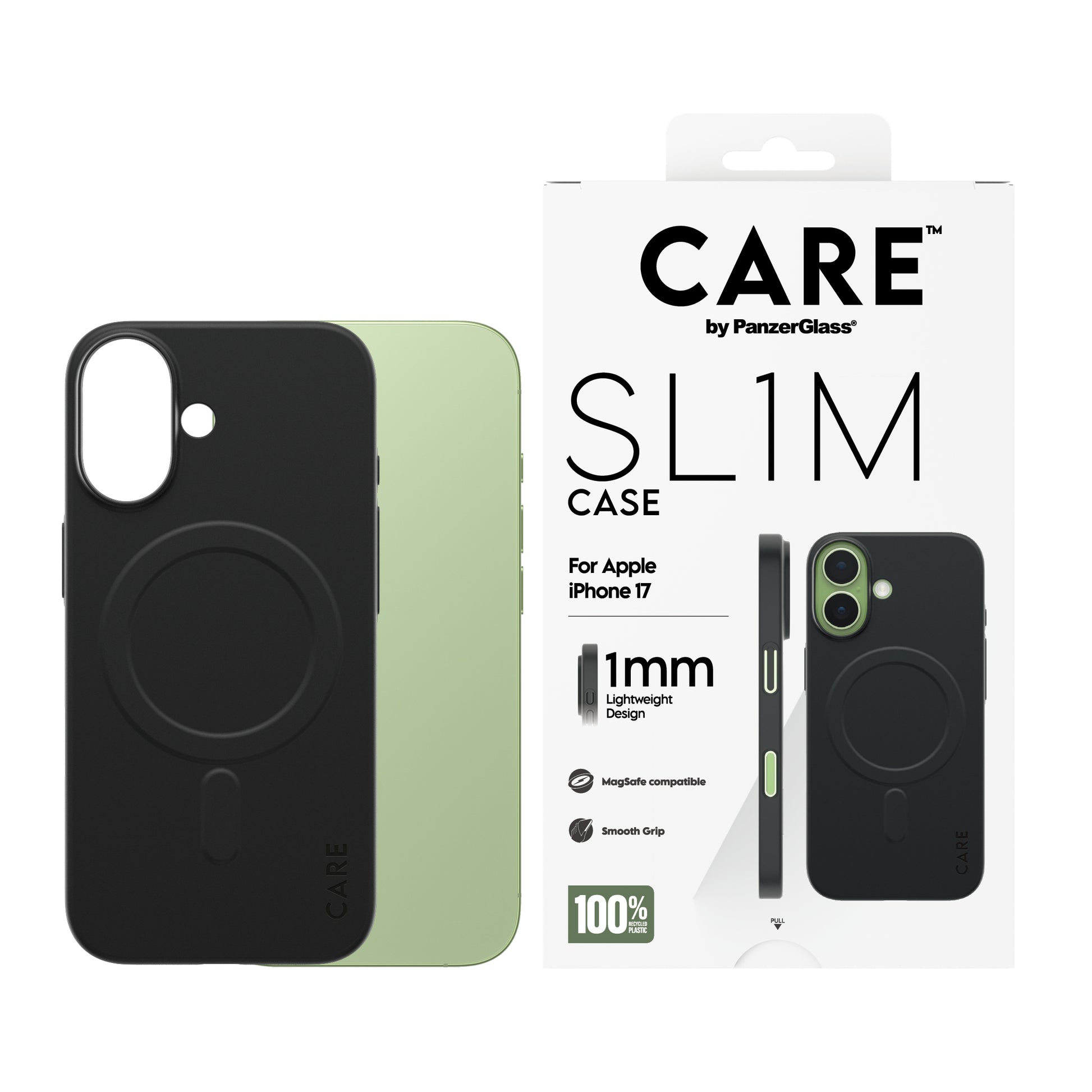 PanzerGlass CARE SL1M Backcover – für Apple iPhone 17, MagSafe, PC, Schwarz