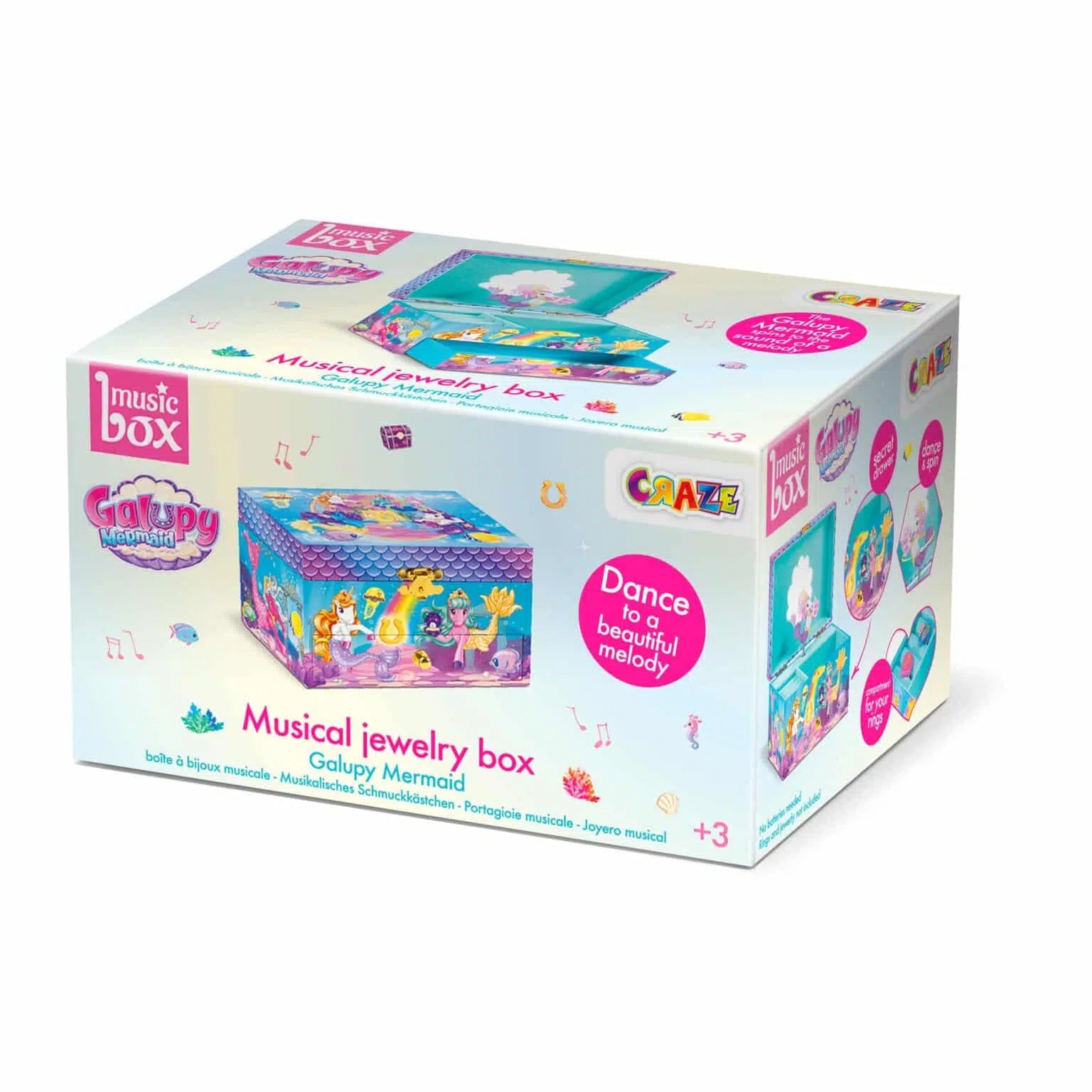 CRAZE Galupy Mermaid Aufbewahrungsbox – türkis – mit Spieluhr, für Kinder