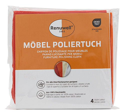 Renuwell Möbel-Poliertuch 73012 – assortiert – Baumwolle – 4er-Set