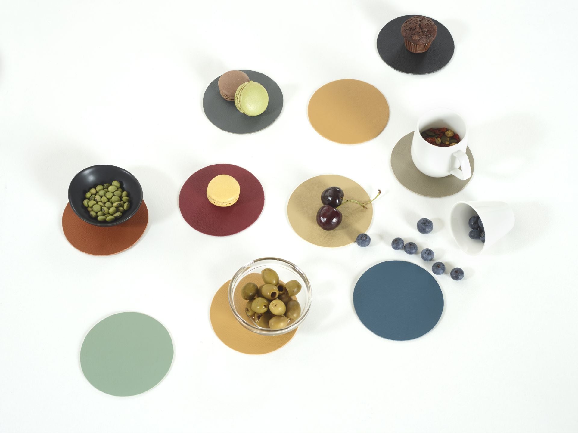 Tiseco Untersetzer TOGO – 4er Set, Ø 10 cm, Kunstleder, Blau