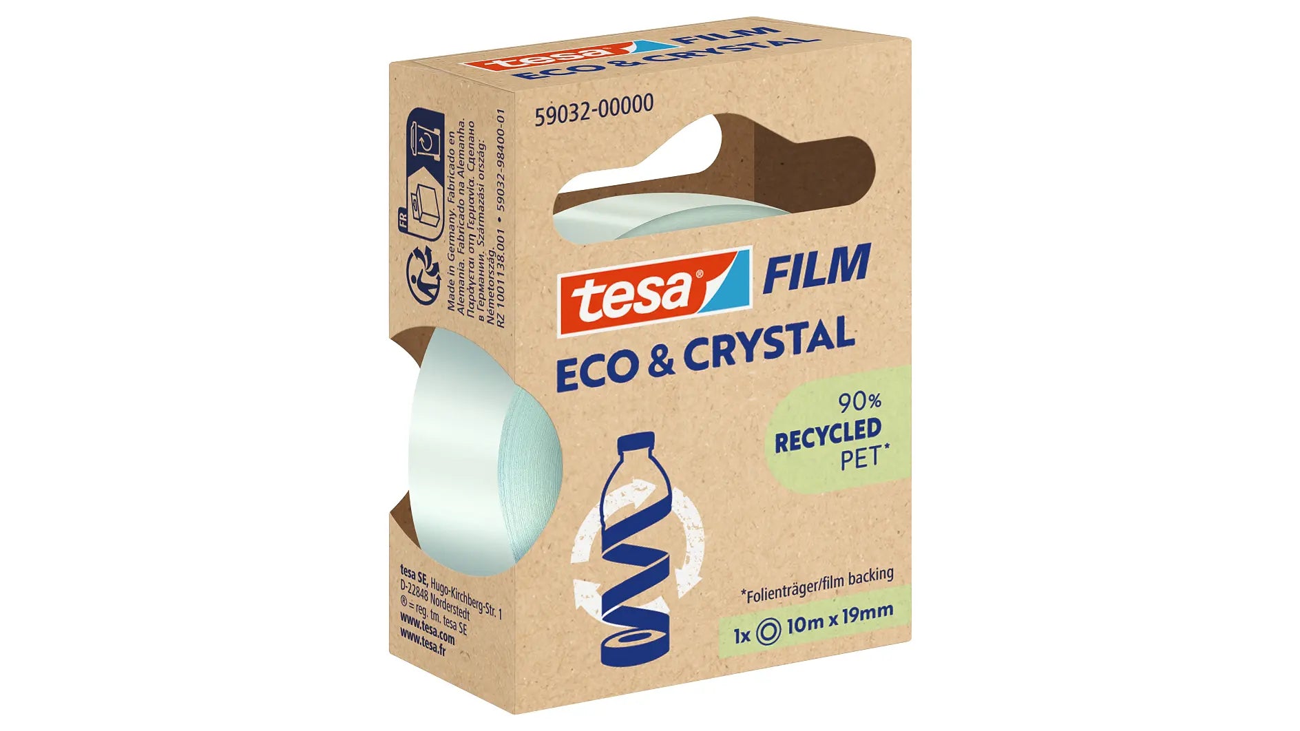 TESA Klebeband eco & crystal – 19 mm × 10 m, 1 Rolle