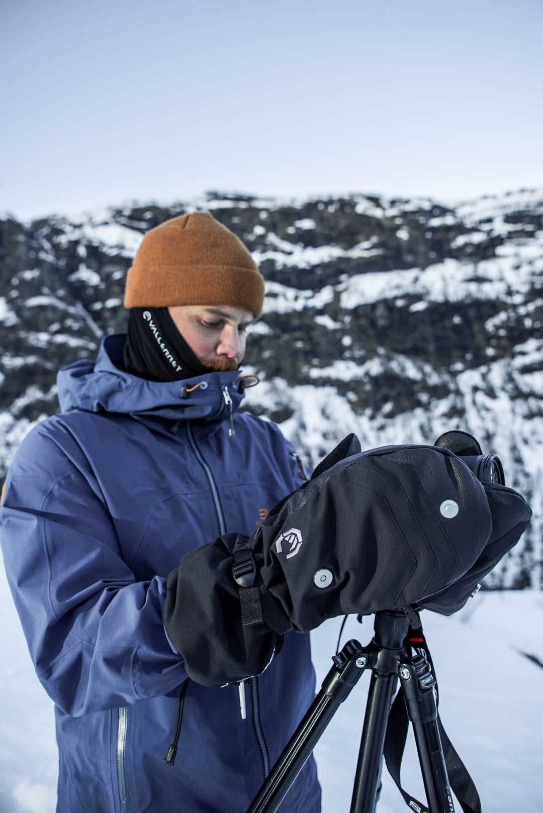 Vallerret Photography Gloves Vallerret Alta Arctic Mitt Fäustlinge – Grösse M, Unisex, Leder, mit Handgelenkband – Schwarz