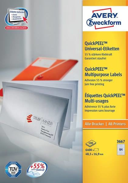 Avery Etiketten Ultragrip, 49 mm × 17 mm, weiss, Papier, permanent, 100 Blatt