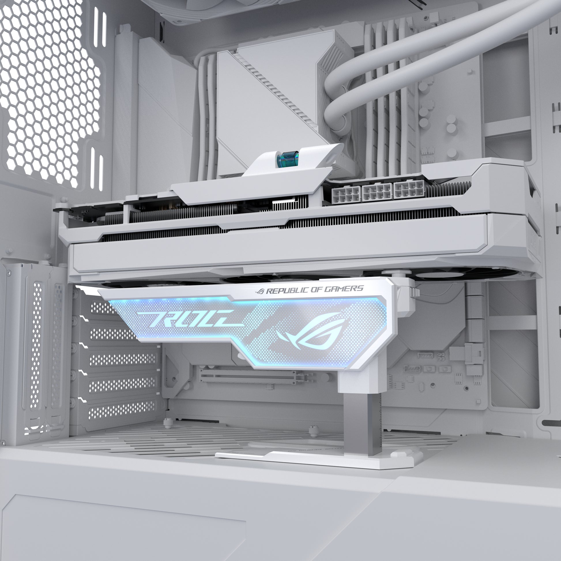 ASUS XH01 ROG HERCULX – Montagehalterung – für NVIDIA GeForce RTX 40-Serie, B 208 mm × T 71 mm × H 46 mm, Weiss