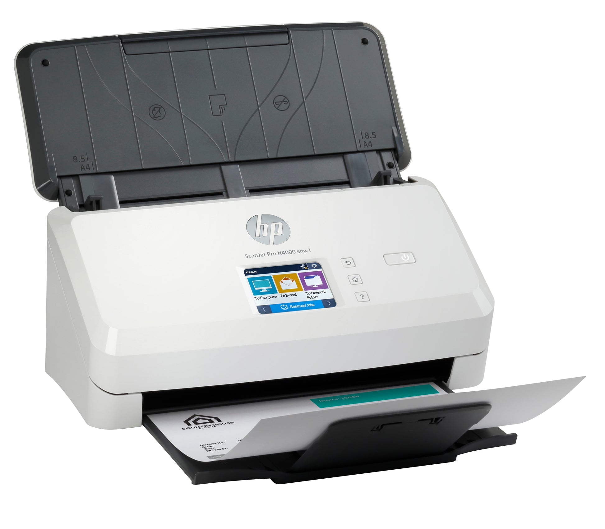 HP Scanjet Pro N4000 Snw1 – Dokumentenscanner, A4, Duplex, 600 dpi, ADF 50 Blatt, WLAN, LAN, USB