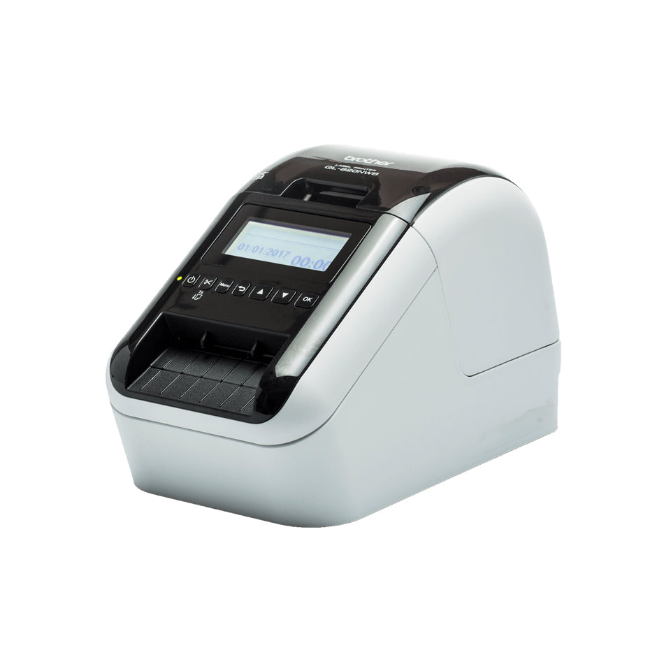Brother DYMO QL-820NWB – Etikettendrucker, Thermodirekt, bis 62 mm, 2-farbig (schwarz/rot), USB, WLAN, 300×600 dpi