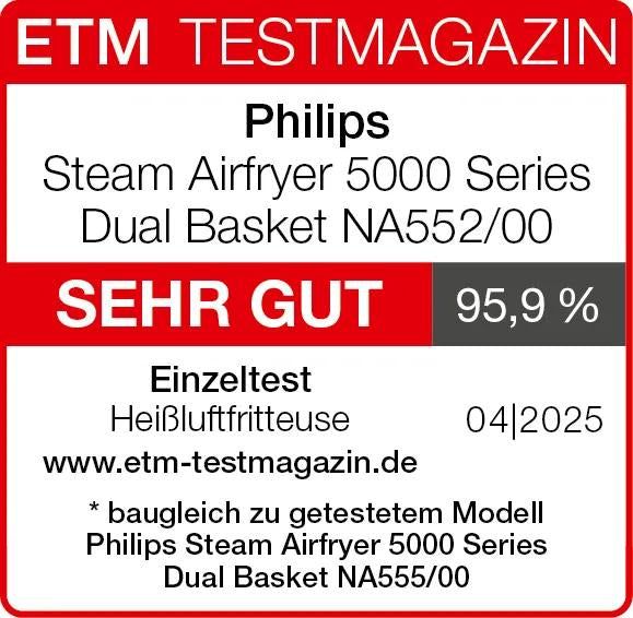 Philips Heissluftfritteuse NA552/00 – 9 l, Rapid Air & Braten, 2750 W – Schwarz/Gold