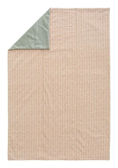 URBANARA Wohndecke – Baumwolle, Aprikose, Weiss, Salbeigrün – 130 × 190 cm