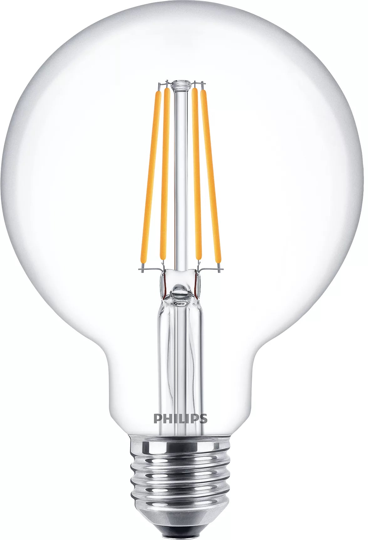 Philips by Signify Philips LED-Leuchtmittel E27 Globus – Warmweiss 2700 K, 806 lm, 7 W – IP20 – 1 Stk. – Transparent
