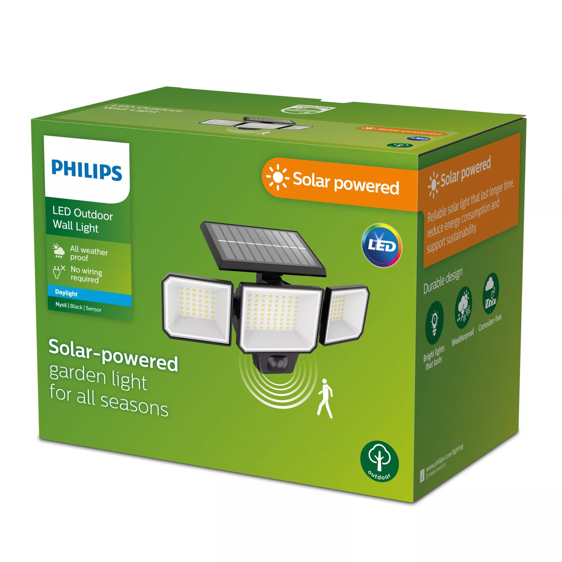 Philips by Signify Philips Aussenwandleuchte – Solarbetrieb – mit Bewegungsmelder, Dämmerungssensor – Schwarz – Kunststoff