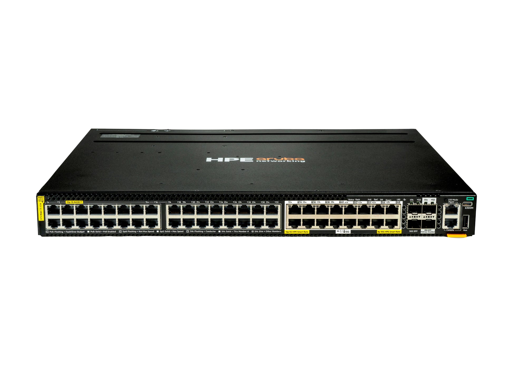 HPE Aruba Networking CX 6300M – Managed Switch – 32×GbE, 2×SFP56, 2×SFP28, PoE