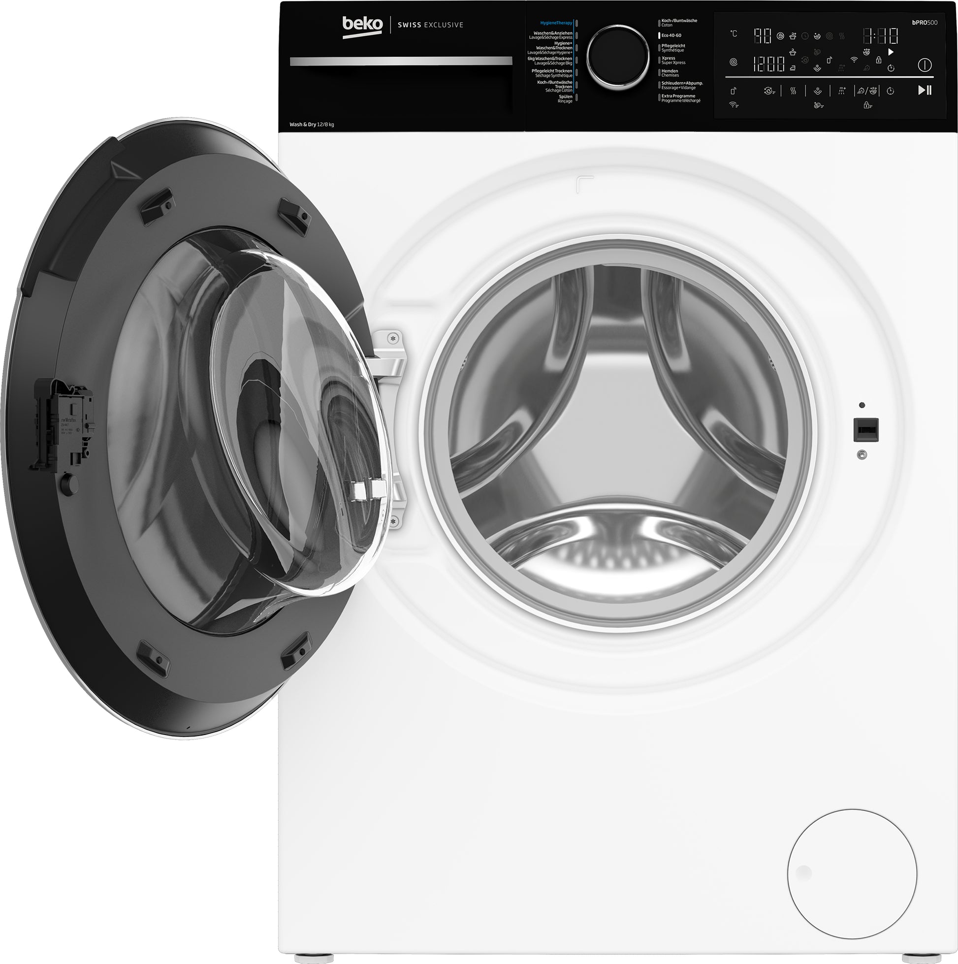 Beko Waschtrockner WT710 – 12 kg Waschen, 8 kg Trocknen, 1'400 U/min, Inverter & SteamCure – weiss/schwarz