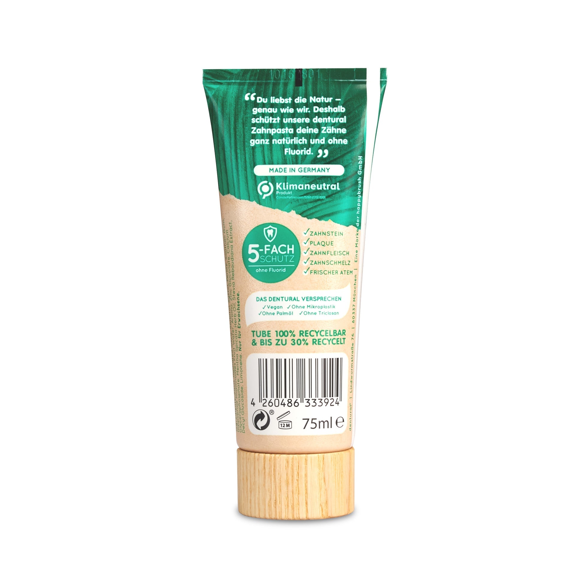happybrush Zahnpasta – fluoridfrei, Minze – 75 ml