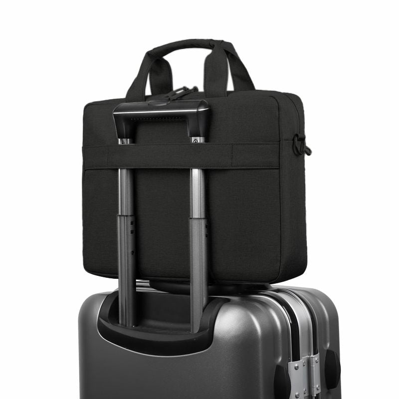 eSTUFF Notebook-Tasche bis 15,6" – Abnehmbarer Schultergurt, Trolley-Haltegurt – Schwarz