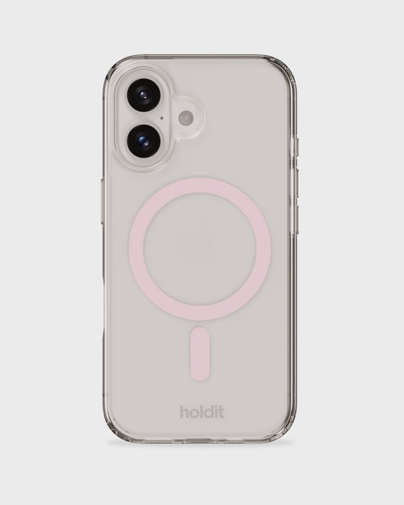 HoldIt Backcover – für Apple iPhone 16 – pink/transparent – MagSafe-kompatibel