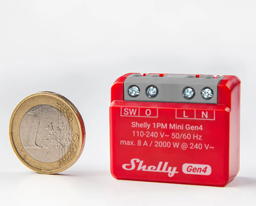 Shelly 1PM Mini Gen4 – Smart-Steckdose – WLAN, 8 A, Verbrauchsmessung – für Amazon Alexa, Google Assistant