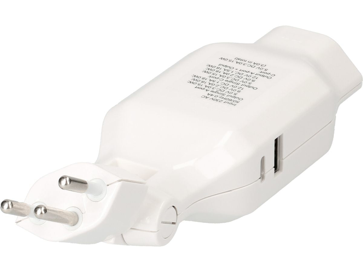 Max Hauri AG Max Hauri clip-clap USB-Ladegerät 18 W – USB-C×1, USB-A×1 – PD 3.0, QC 3.0 – T12 Stecker, T13 Kupplung