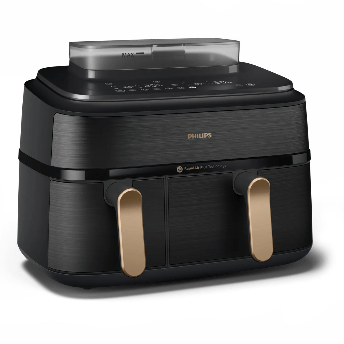 Philips Heissluftfritteuse NA552/00 – 9 l, Rapid Air & Braten, 2750 W – Schwarz/Gold