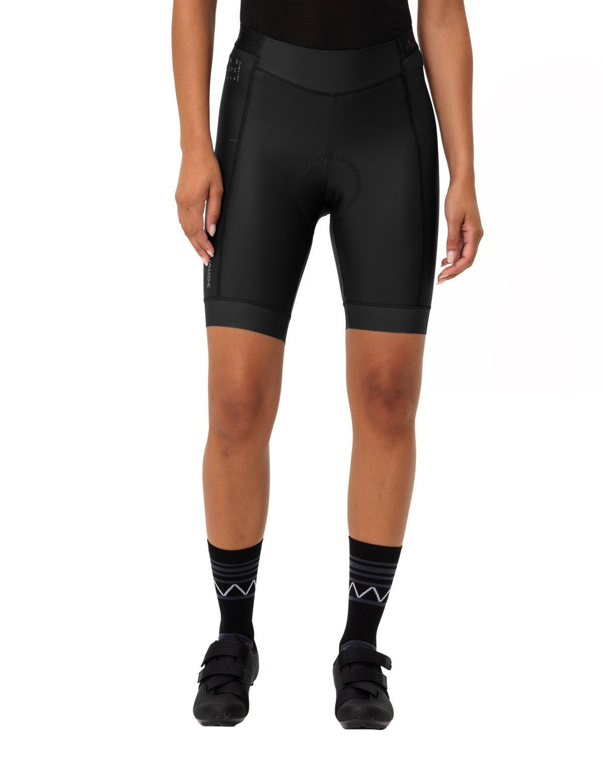 VAUDE Velohose Posta – Damen 36 – Schwarz, Polyamid (recycelt)/Elasthan, Slim Fit, Kurz