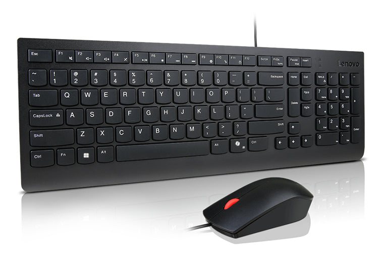 Lenovo Tastatur-Maus-Set – QWERTY (US) – USB (kabelgebunden), Schwarz, für Windows 10 & Windows 11