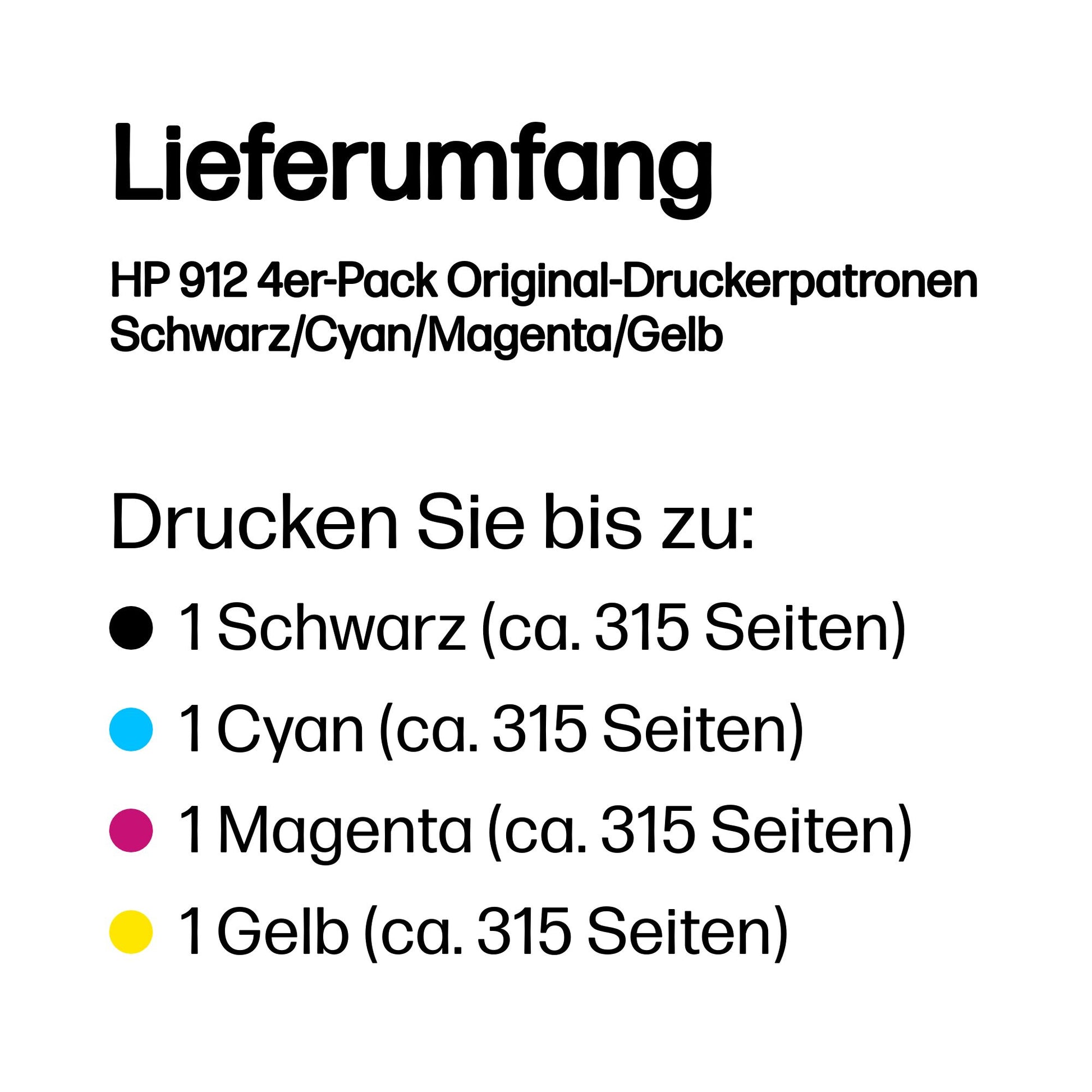 HP 912 Tintenpatronen-Multipack, Schwarz/Cyan/Magenta/Gelb (Original) – für OfficeJet, OfficeJet Pro