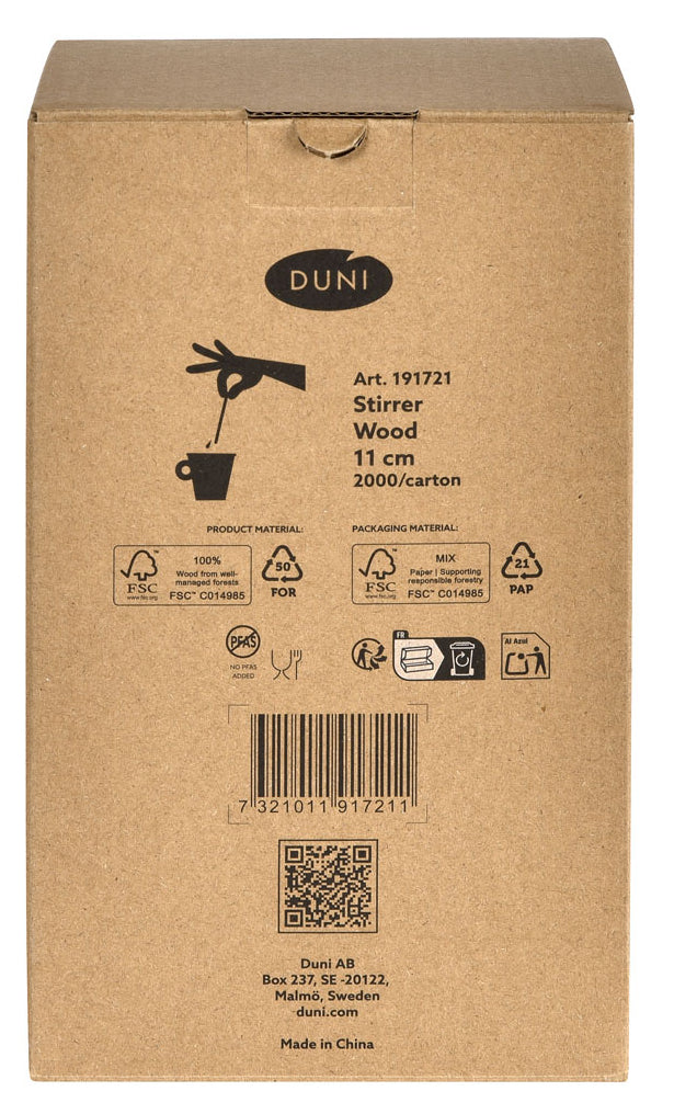Duni Rührstäbchen Holz (Birke), 11 cm – FSC – 2'000 Stk.