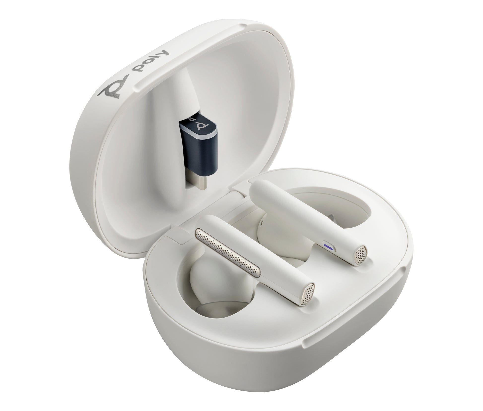 HP Poly Voyager Free 60+ UC TWS In-Ear – Stereo, ANC, mit USB-C-Dongle, Qi-Ladecase, Weiss, BT 5.3