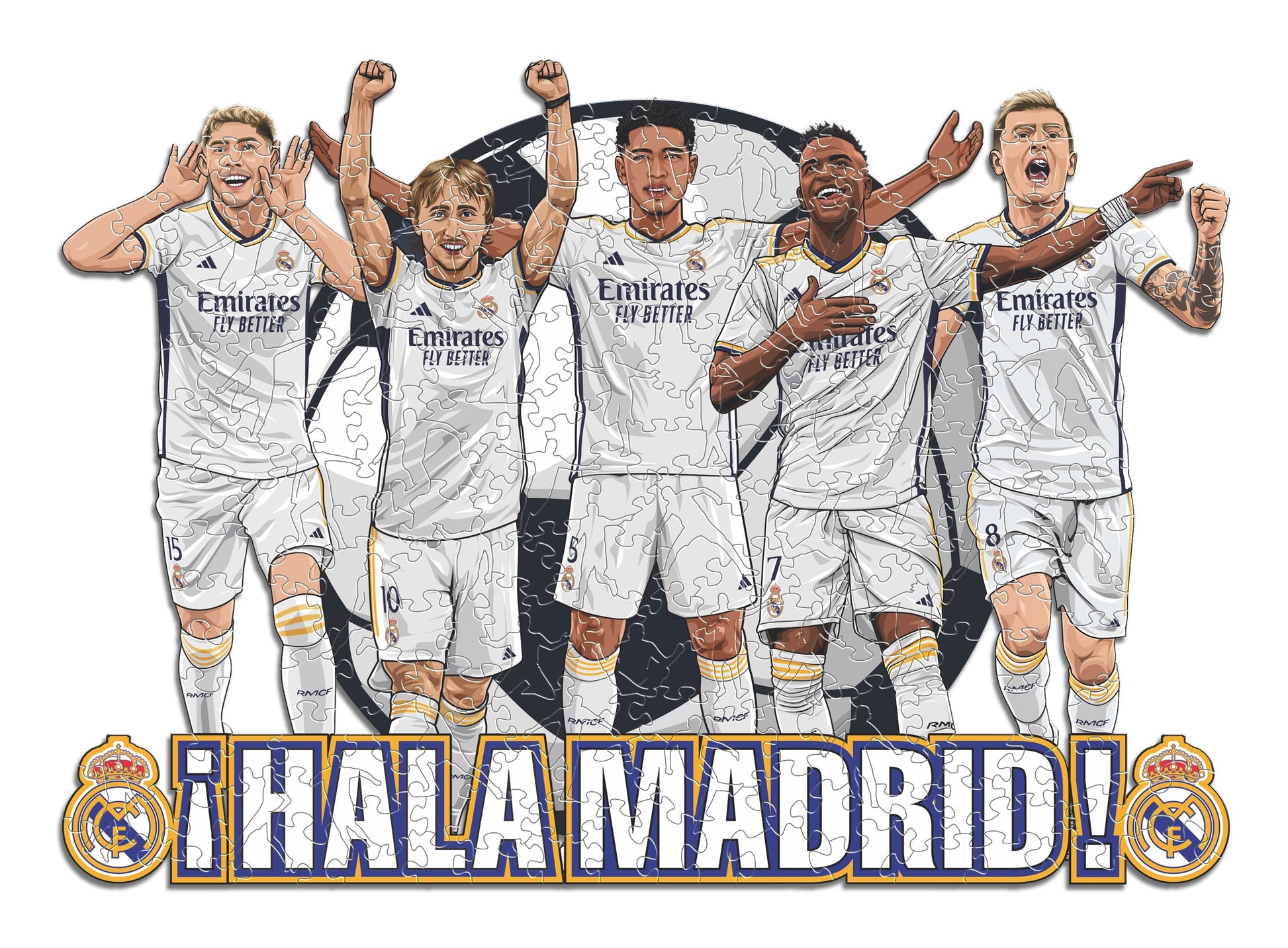 Iconic Puzzles Puzzle Real Madrid CF – 5 Spieler – 270 Teile – 42 × 30 cm – ab 10 J. – Holz