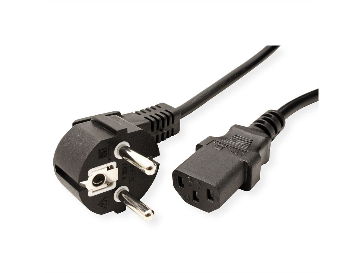 VALUE Netzkabel – Schuko (Typ E/F) – IEC C13, 3 m, 250 V/10 A, Schwarz