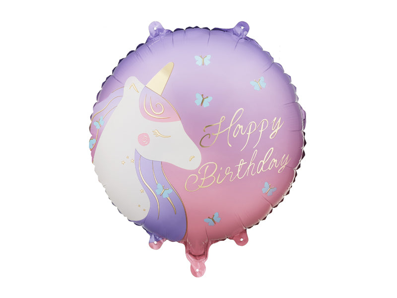PartyDeco Folienballon Einhorn – mehrfarbig – 35 × 35 cm – Folie – 1 Stk