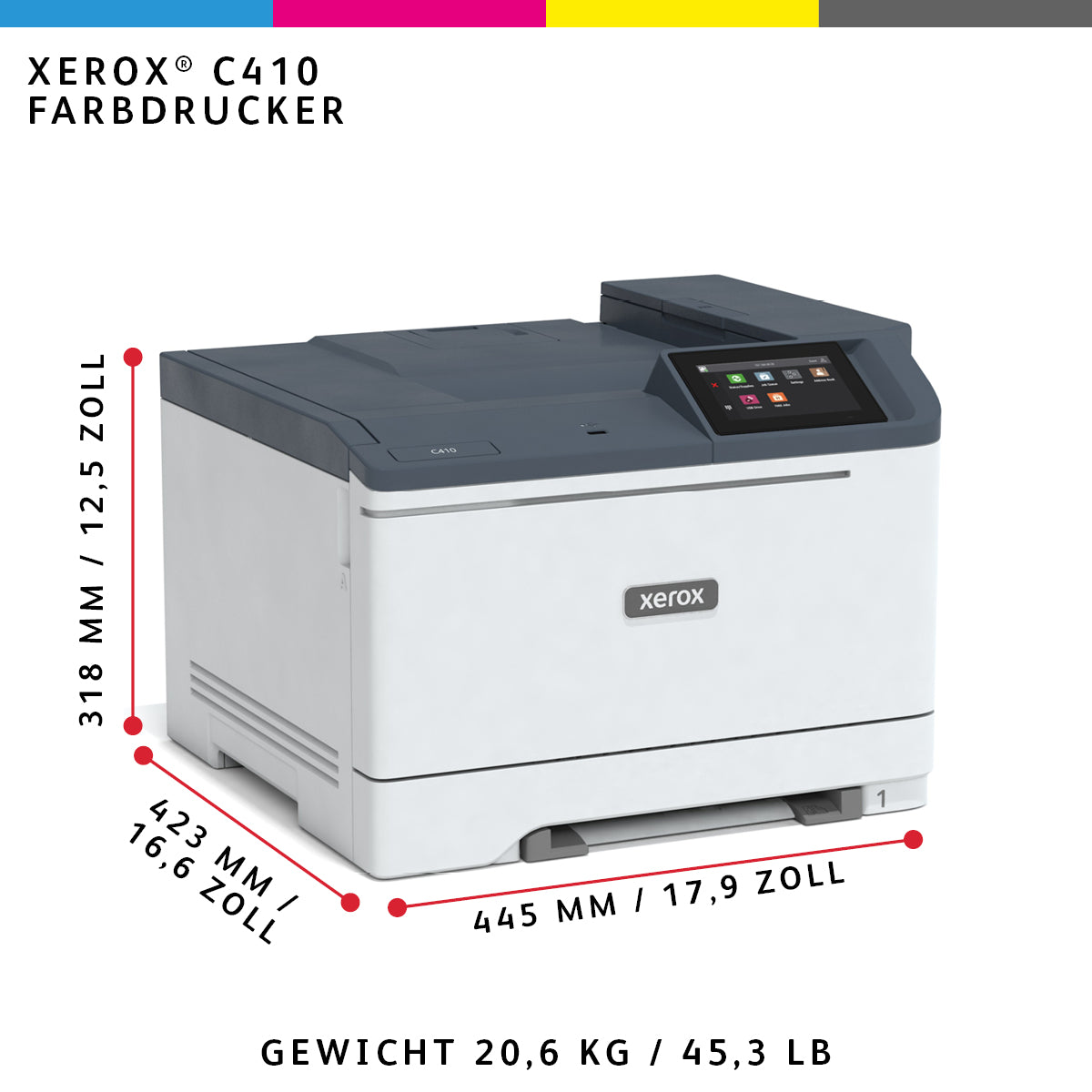 Xerox C410 – A4, 40 Seiten/Min, 1200 × 1200 dpi, USB