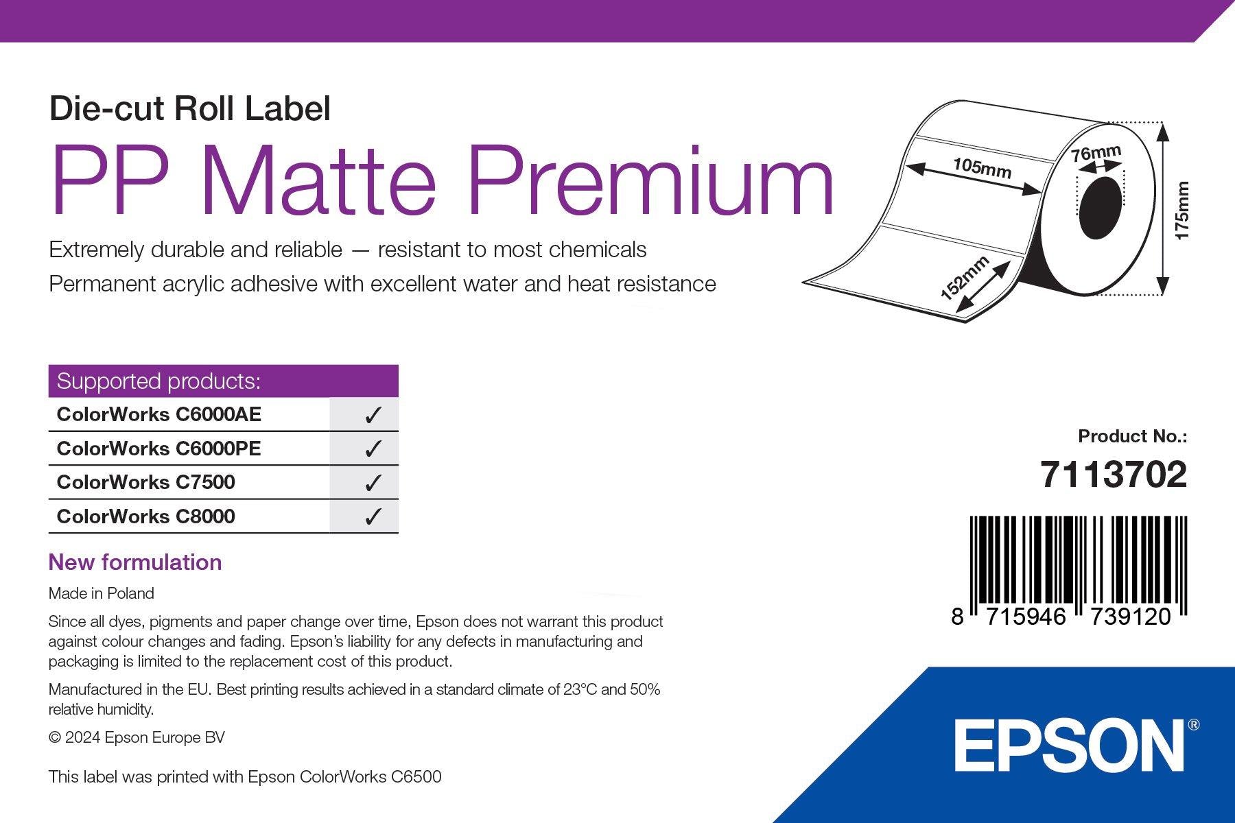 Epson Druckeretiketten, Weiss, Selbstklebend