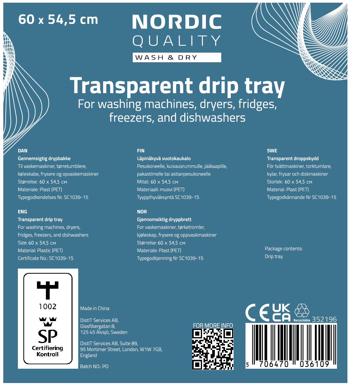 Nordic Quality 352196 Bodenschutzmatte – 600 × 545 mm