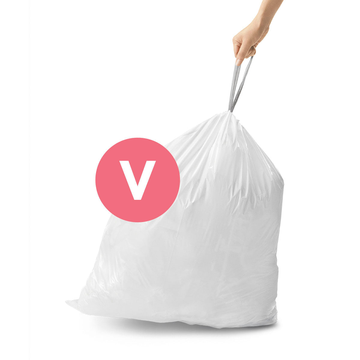 simplehuman Kehrichtsack für Abfalleimer 16–18 l – mit Zugband, PE, weiss, 708 × 373 mm, 100 Stk