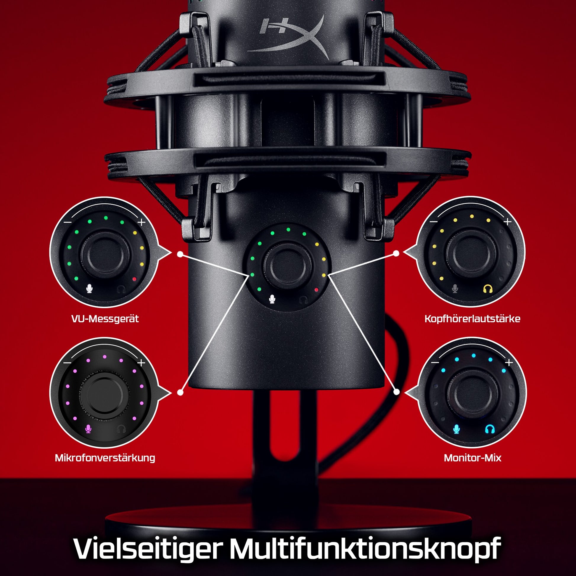 HyperX Quadcast 2 S Tischmikrofon – USB, Kabelgebunden, 20–20'000 Hz, 90 dB, Schwarz