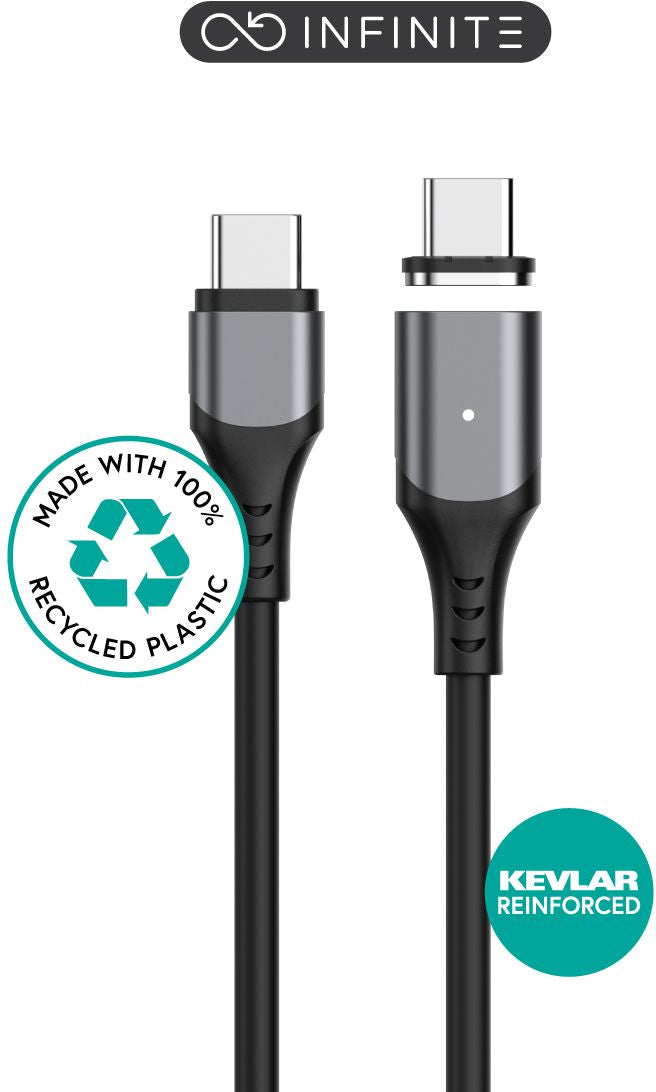 eSTUFF USB-C auf USB-C Kabel – USB 2.0 (480 Mbit/s) – 2,0 m – PD 100 W – magnetisch – Schwarz